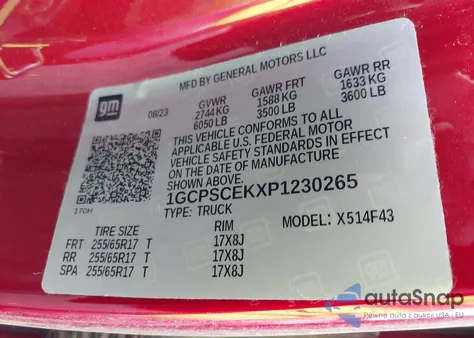 2023 Chevrolet Colorado Lt из США, поврежденный, VIN 1GCPSCEKXP1230265